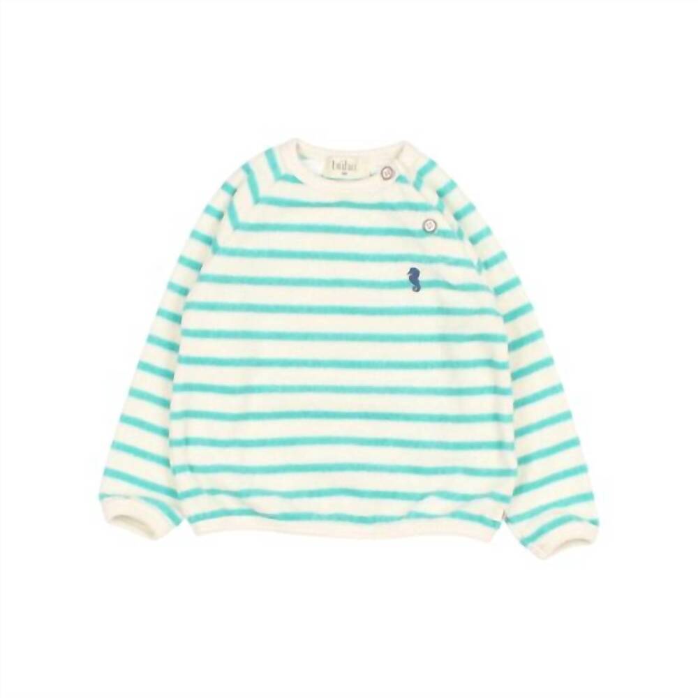 NEW BÚHO boys' terry striped sweatshirt in jungle green